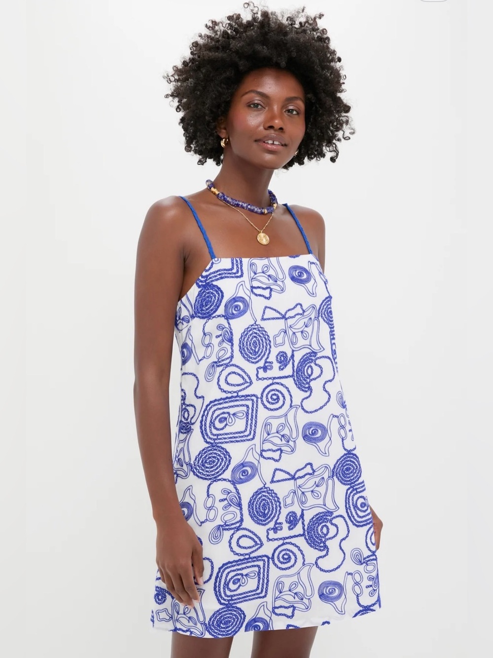 Tuckernuck / Hyacinth House White & Royal Blue Santorini Mini Dress SzSmall